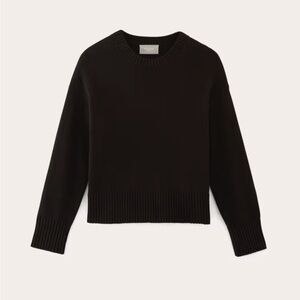 Everlane Sweater Women L Black Organic Cotton Crew Neck Pullover Boxy Knit
